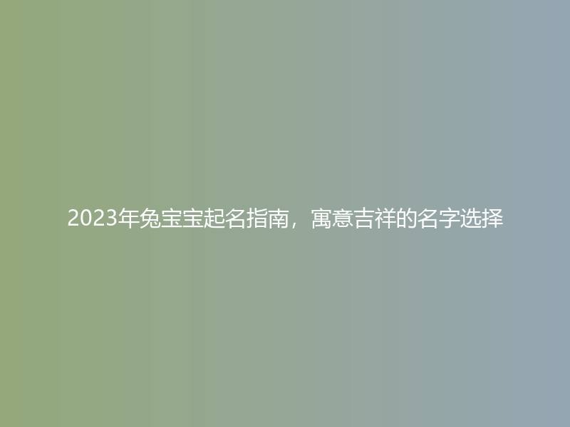 2023年兔宝宝起名指南，寓意吉祥的名字选择