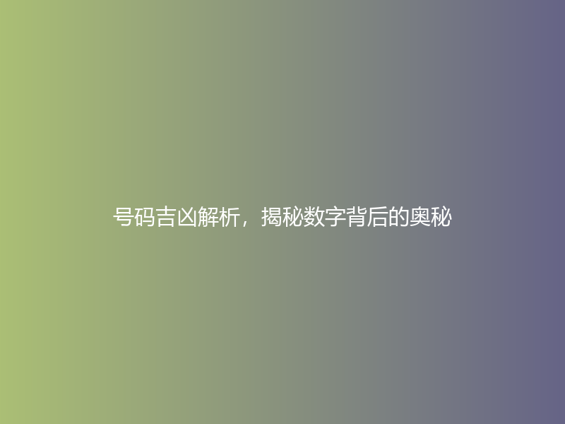 号码吉凶解析，揭秘数字背后的奥秘