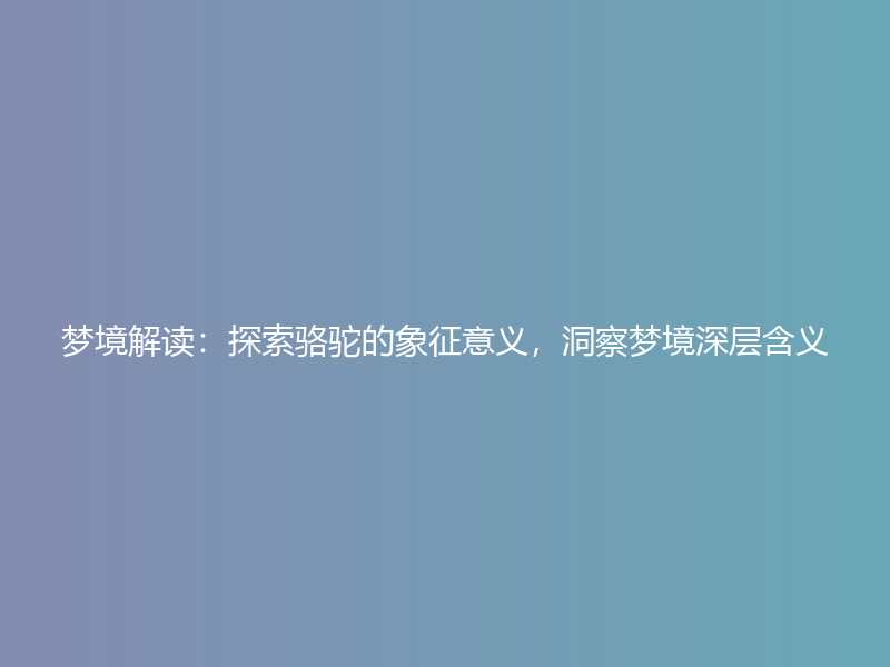 梦境解读：探索骆驼的象征意义，洞察梦境深层含义